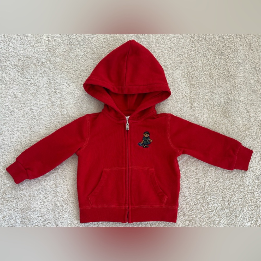 Baby girl Ralph Lauren embroidered bear zip up hoodie sweatshirt size 9M